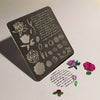 Simple Rose and Script (CjS-02) - Steel Nail Art Stamping Plate 6x6 Clear Jelly Stamper 