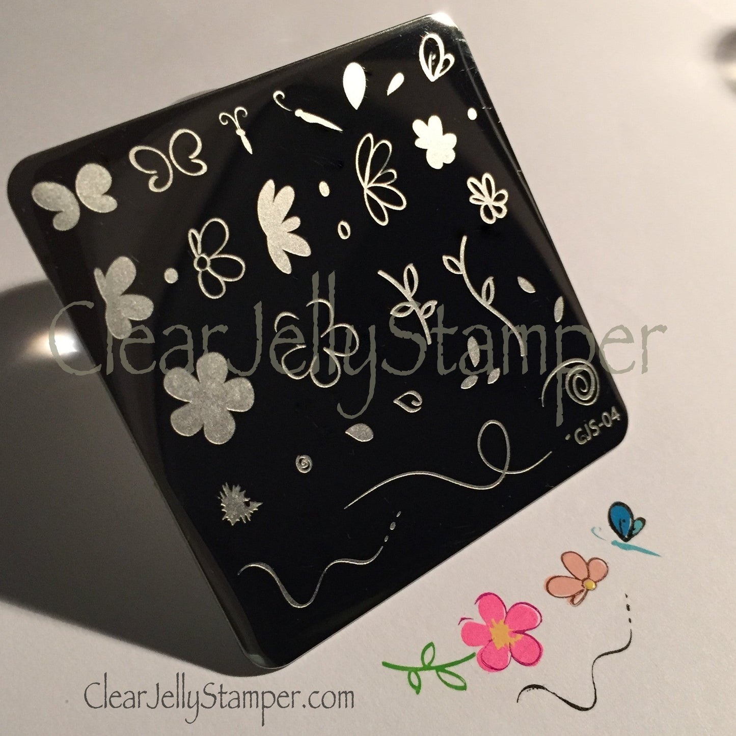 Infinite Flower (CjS-04) - Steel Nail Art Stamping Plate 6x6 Clear Jelly Stamper 