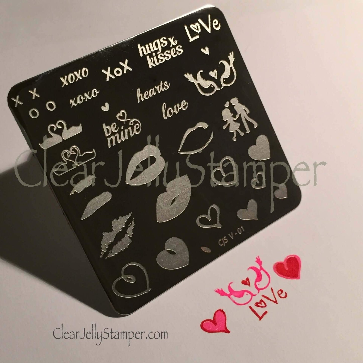 Luscious Lips and Love (CjS V-01) - Steel Stamping Plate 6x6 Clear Jelly Stamper 