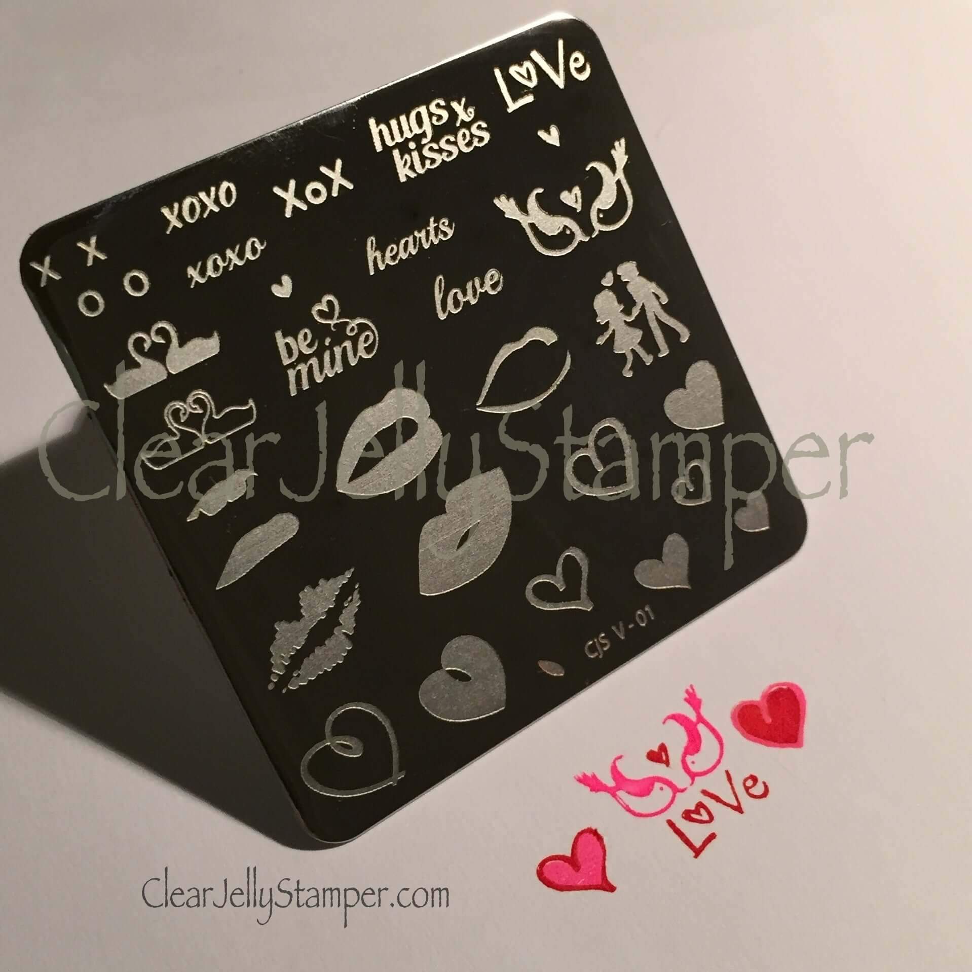 Luscious Lips and Love (CjS V-01) - Steel Stamping Plate 6x6 Clear Jelly Stamper 