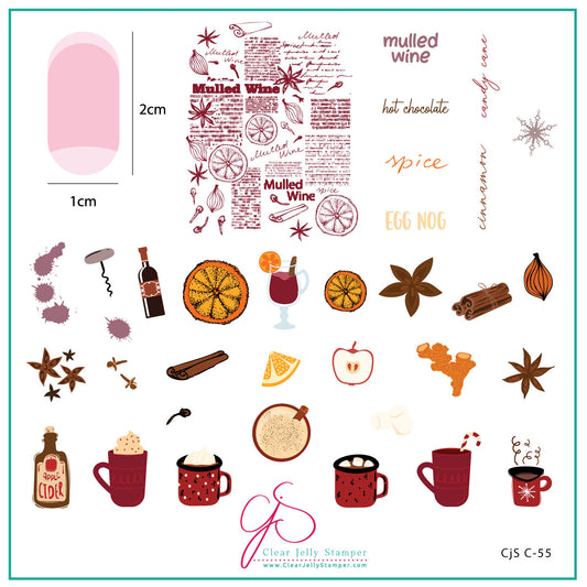Cozy Bevvys (CjSC-55) Steel Nail Art Stamping Plate