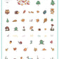 layered-nail-art-stamping-plate-inspo-card-with-colorful-designs-of-an-owl-fox-hedgehogs-leaves-mushrooms-and-words-for-nail-art