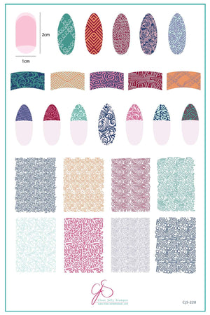 French Textile - Collection 2 (CjS-228) Steel Nail Art Stamping Plate
