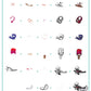 layered-nail-art-stamping-plate-how-to-card-showing-colorful-designs-of-graffti-style-images-of-headphones-plane-and-ice-lolly