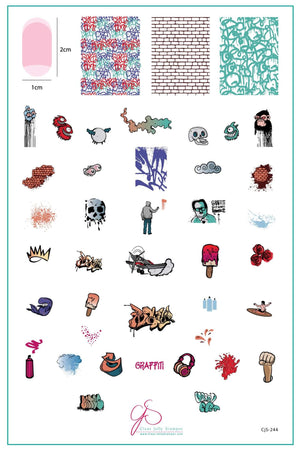 Graffiti (CjS-244) Steel Nail Art Stamping Plate