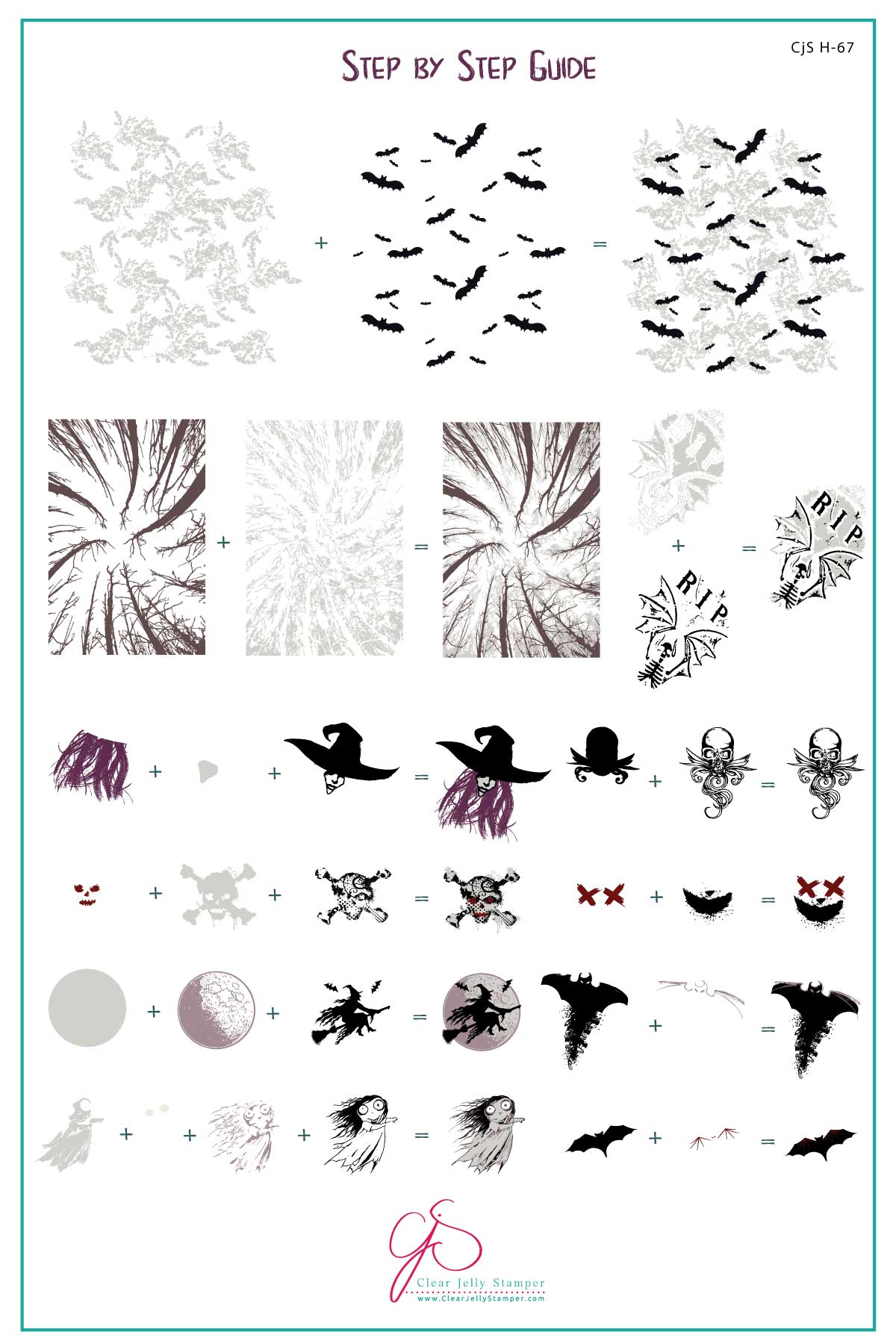 Grunge Halloween (CjSH-67) Steel Nail Art Stamping Plate