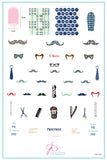 Grow A Mo (CjS-222) Steel Nail Art Stamping Plate