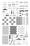 Grow A Mo (CjS-222) Steel Nail Art Stamping Plate