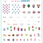 layered-nail-art-stamping-plate-inspo-card-with-colorful-images-of-clouds-hearts-bubble-tea-cactus-unicorns-and-words-for-nail-art