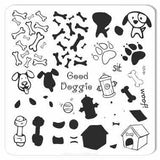 Woof (CjS-61) Steel Nail Art Stamping Plate 6x6 Clear Jelly Stamper 