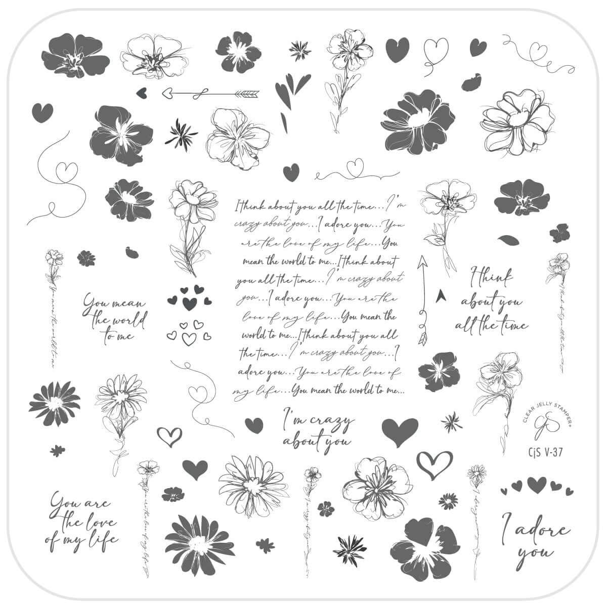 layered-nail-art-stamping-plate-showing-designs-of-flowers-hearts-and-words-for-nail-art