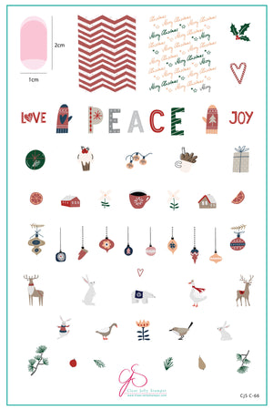 Love, Peace, Joy (CjSC-66) Steel Nail Art Stamping Plate