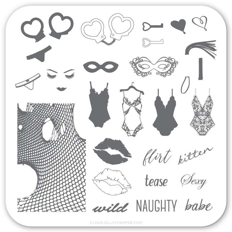 Risqué (CjS V-07) Steel Stamping Plate 6x6 Clear Jelly Stamper 