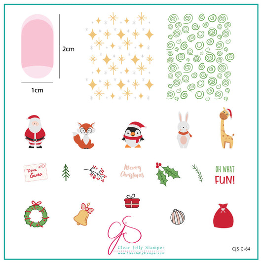 Oh, What Fun! (CjSC-64) Steel Nail Art Stamping Plate