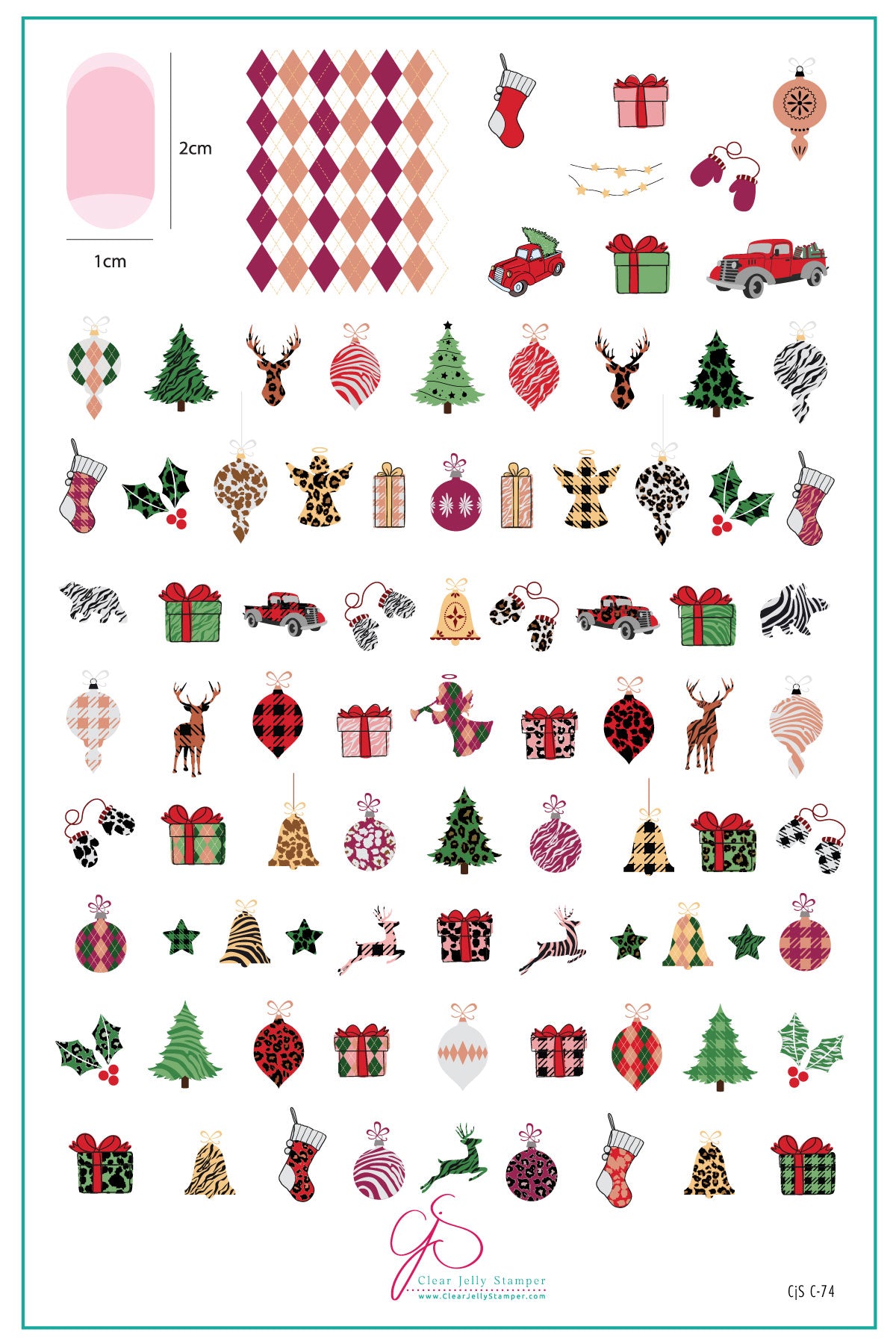 Patterned Holidays 2.0 (CjSC-74) Steel Nail Art Stamping Plate