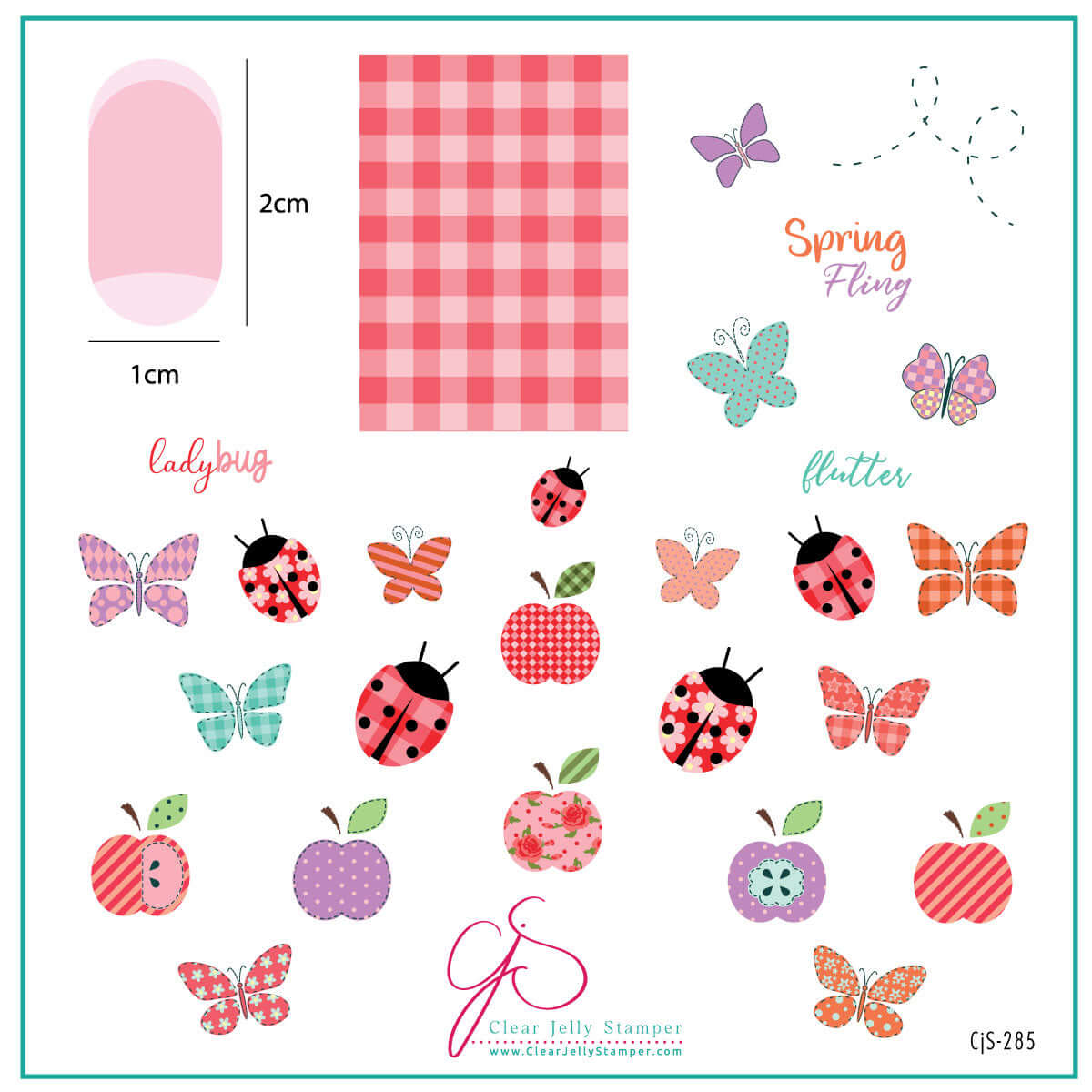 layered-nail-art-stamping-plate-inspo-card-with-colorful-designs-of-ladybugs-butterflies-and-patchwork-apples