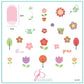 layered-nail-art-stamping-plate-inspo-card-with-colorful-designs-of-flowers-plant-pots-leaves-and-words-for-nail-art