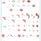 layered-nail-art-stamping-plate-how-to-card-showing-colourful-designs-of-patchwork-hearts-patchwork-cherubs-and-patchwork-lips