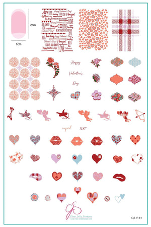Patterned Valentines (CjSV-34) Steel Nail Art Stamping Plate