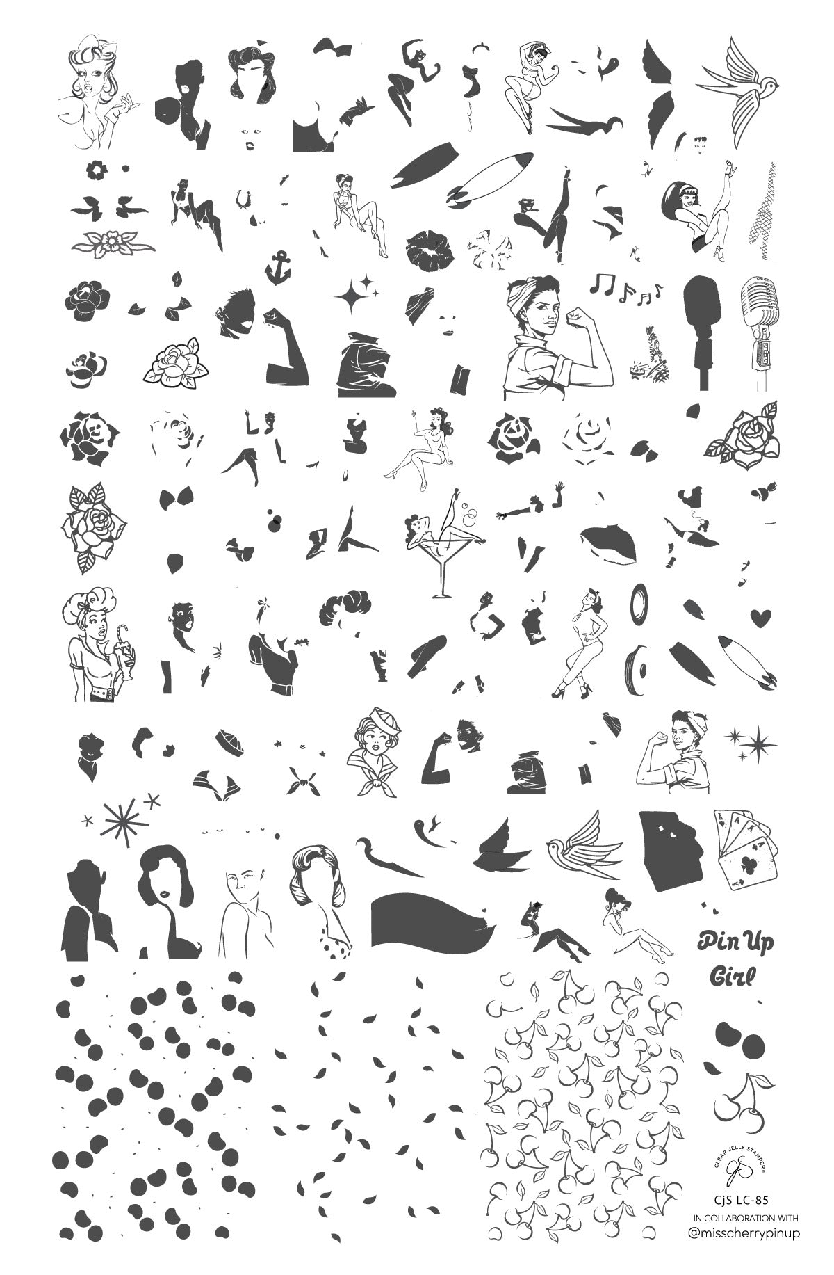 Pin-Up (CjSLC-85) Steel Nail Art Stamping Plate
