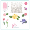 Simple Rose and Script (CjS-02) - Steel Nail Art Stamping Plate 6x6 Clear Jelly Stamper Plate 