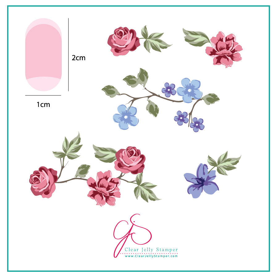 Renaissance Rose (CjS-05) Steel Nail Art Stamping Plate 6x6 Clear Jelly Stamper Plate 