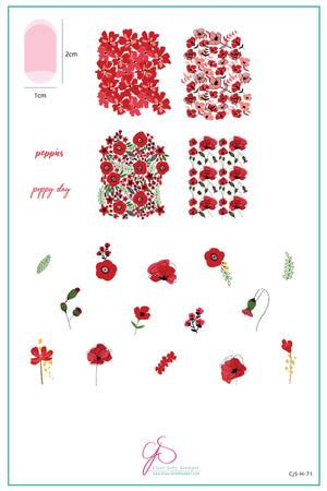 Poppy Day (CjSH-71) Steel Nail Art Layered Stamping Plate