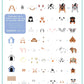 layered-nail-art-stamping-plate-how-to-card-with-colouful-designs-of-different-dogs-breeds-and-words-for-nail-art