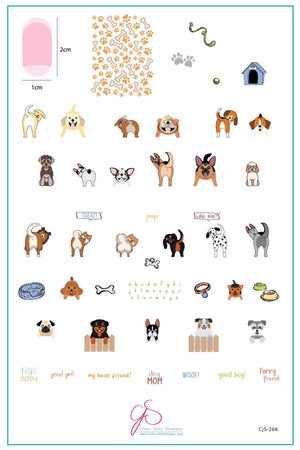 Pup (CjS-266) Steel Nail Art Stamping Plate