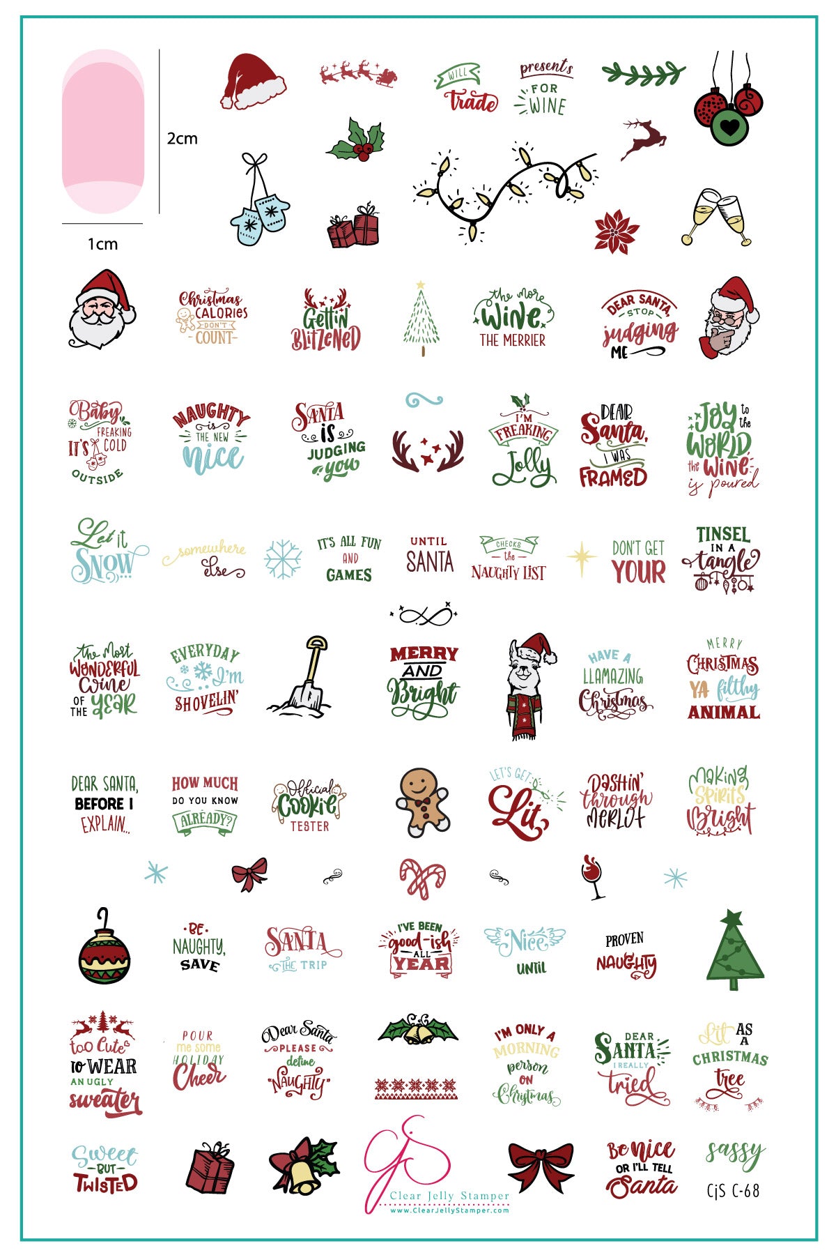Sassy Christmas (CjSC-68) Steel Nail Art Stamping Plate