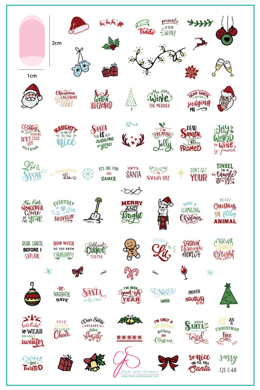Sassy Christmas (CjSC-68) Steel Nail Art Stamping Plate