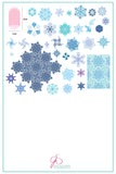 Frozen Flakes (CjS-143) Steel Nail Art Stamping Plate 14 x 9 Clear Jelly Stamper 