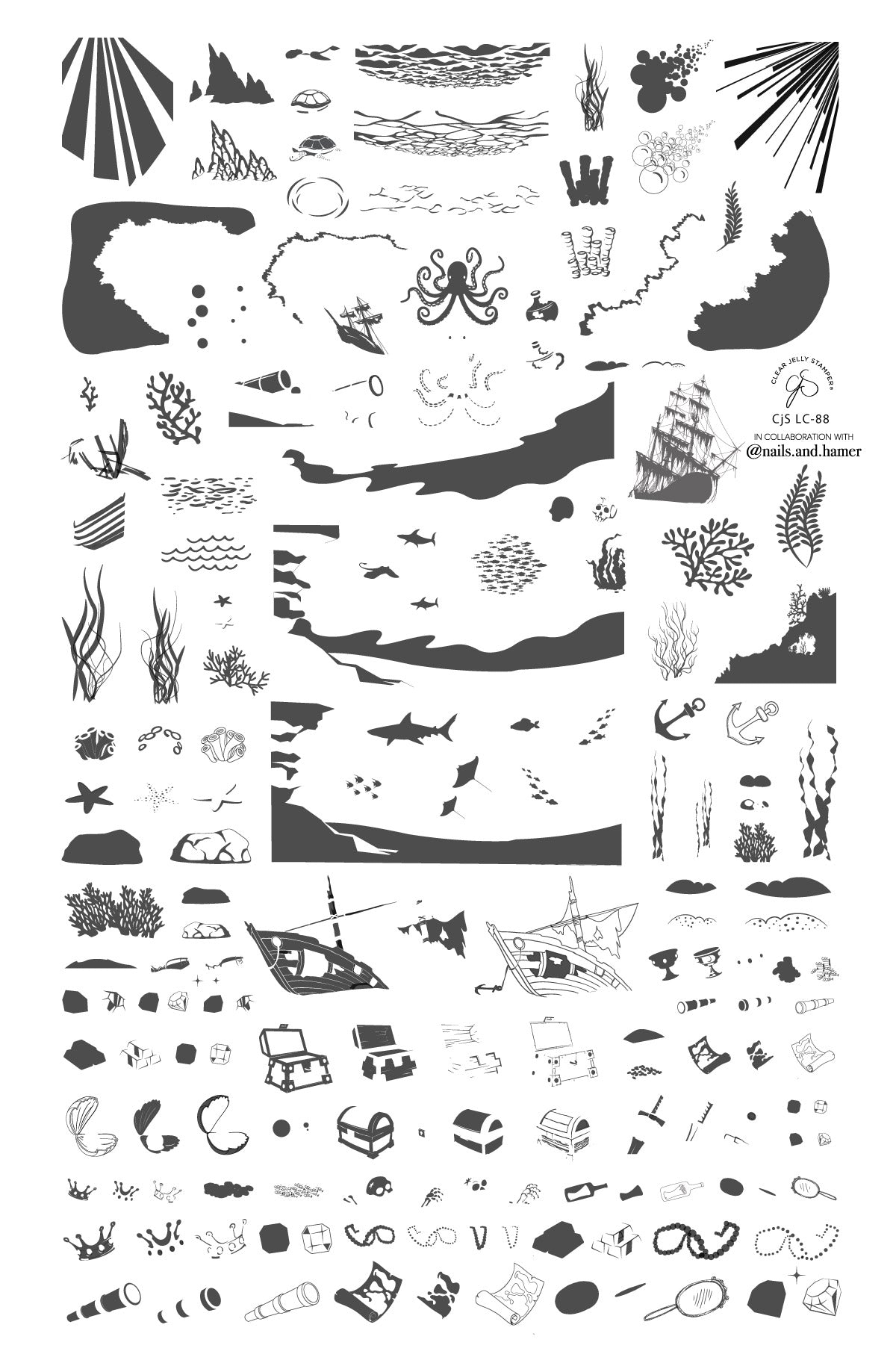 Sunken Treasure (CjSLC-88) Steel Nail Art Stamping Plate