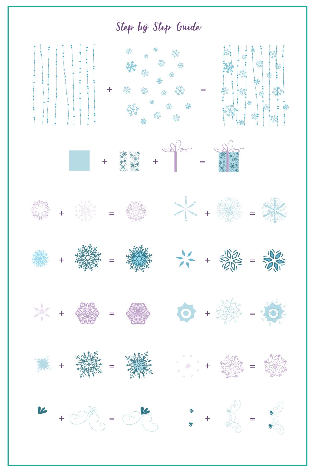 Swirling On Ice (CjSC-70) Steel Nail Art Stamping Plate