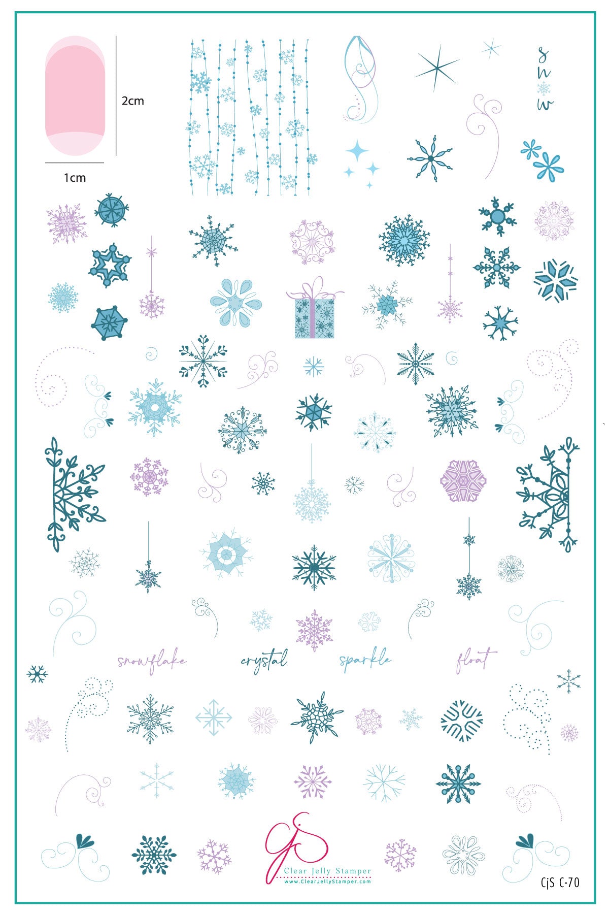 Swirling On Ice (CjSC-70) Steel Nail Art Stamping Plate