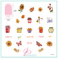layered-nail-art-stamping-plate-inspo-card-with-colorful-designs-of-jam-jars-sunflowers-butterflies-and-words-for-nail-art