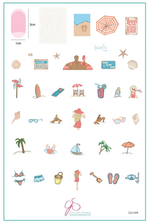 This Way to the Beach (CjS-249) Steel Nail Art Stamping Plate