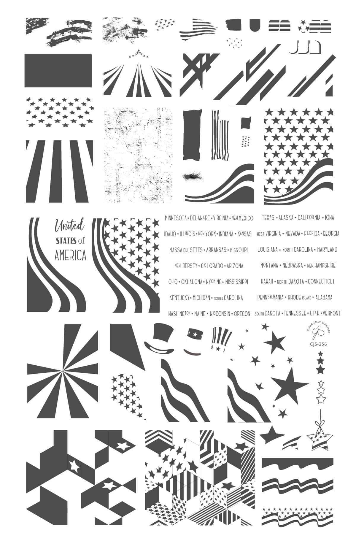 layered-nail-art-stamping-plate-showing-designs-of-the-american-flag-stars-and-stripes