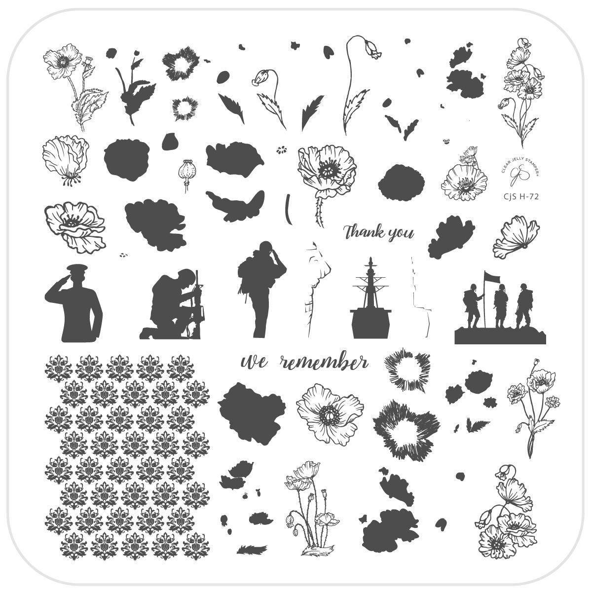 We Remember (CjSH-72) Steel Nail Art Stamping Plate