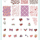 layered-nail-art-stamping-plate-inspo-card-with-colourful-designs-of-heart-animal-print-swirls-bows-winged-hearts-flowers-and-lipstick-marks