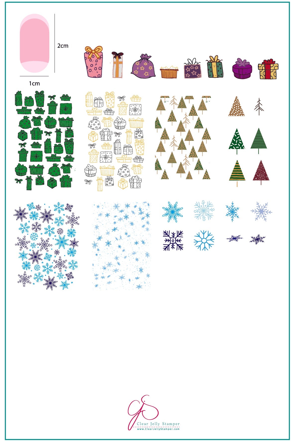Pretty Paper - Gifted (CjS C-26) Steel Nail Art Stamping Plate 14 x 9 Clear Jelly Stamper 