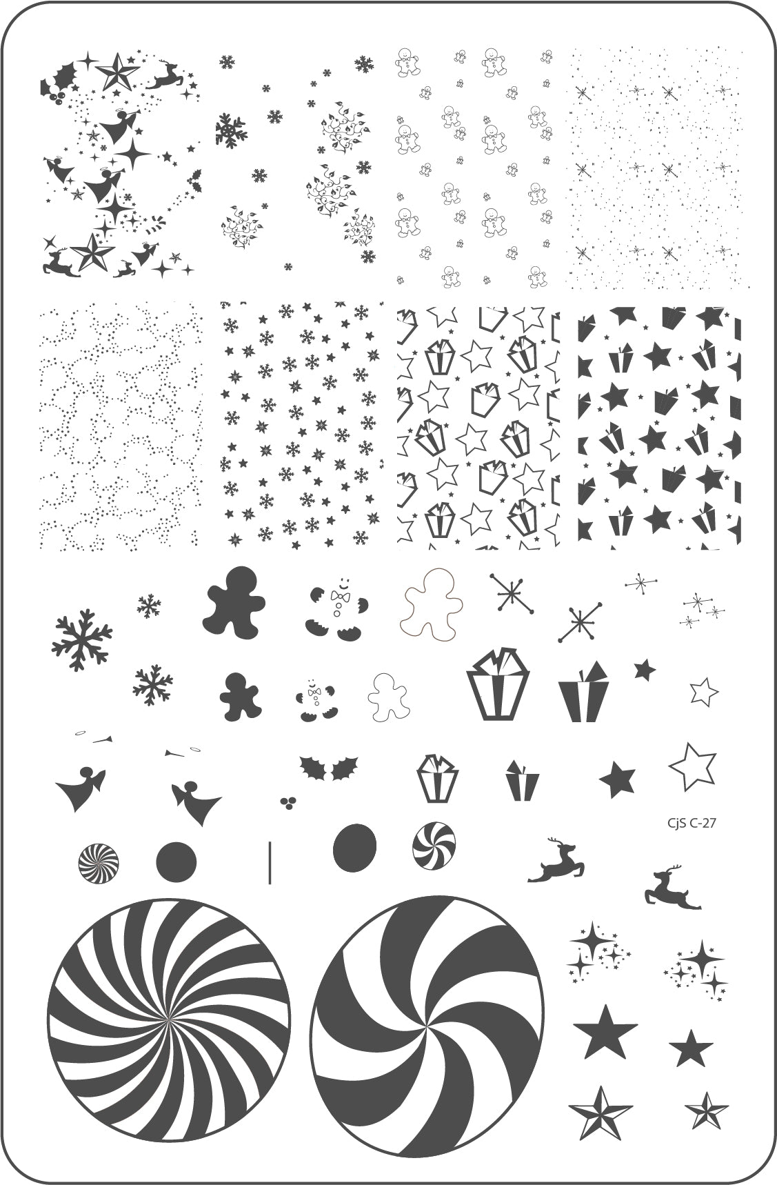 Pretty Paper - Candied (CjS C-27) Steel Nail Art Stamping Plate 14 x 9 Clear Jelly Stamper 