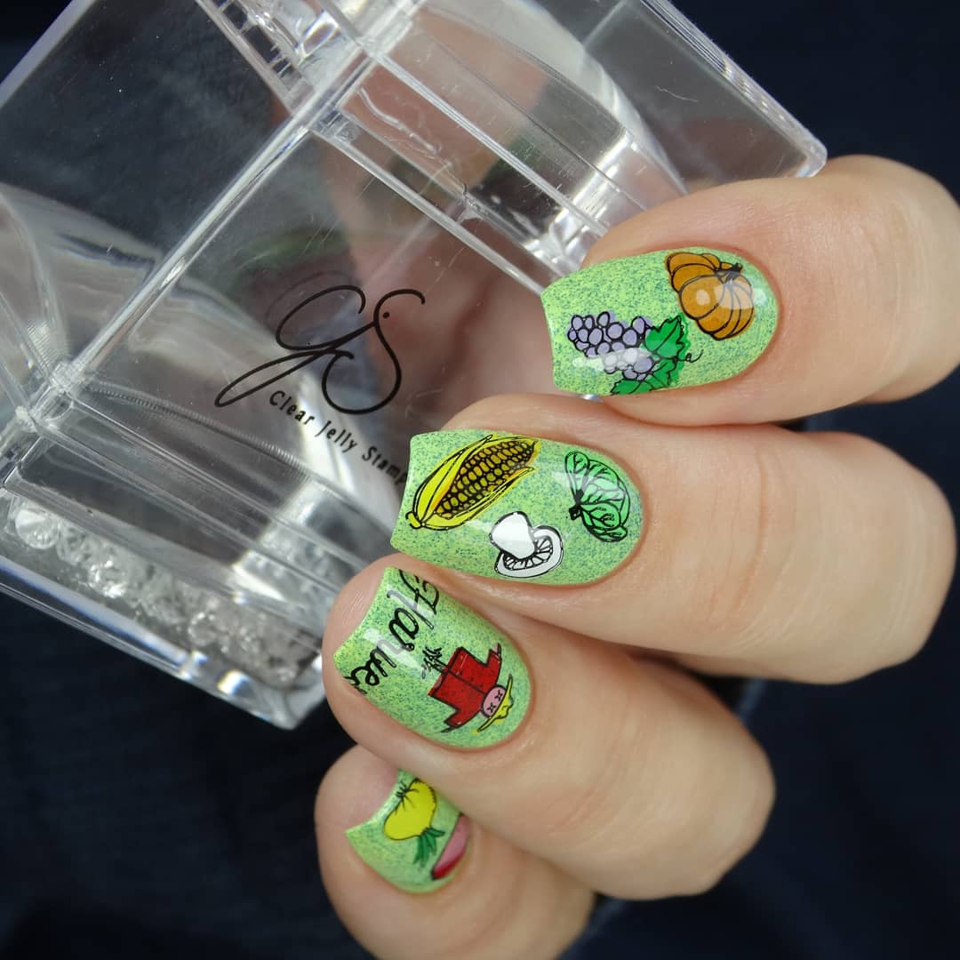 Harvest (CjS-138) Steel Nail Art Stamping Plate 14 x 9 Clear Jelly Stamper 