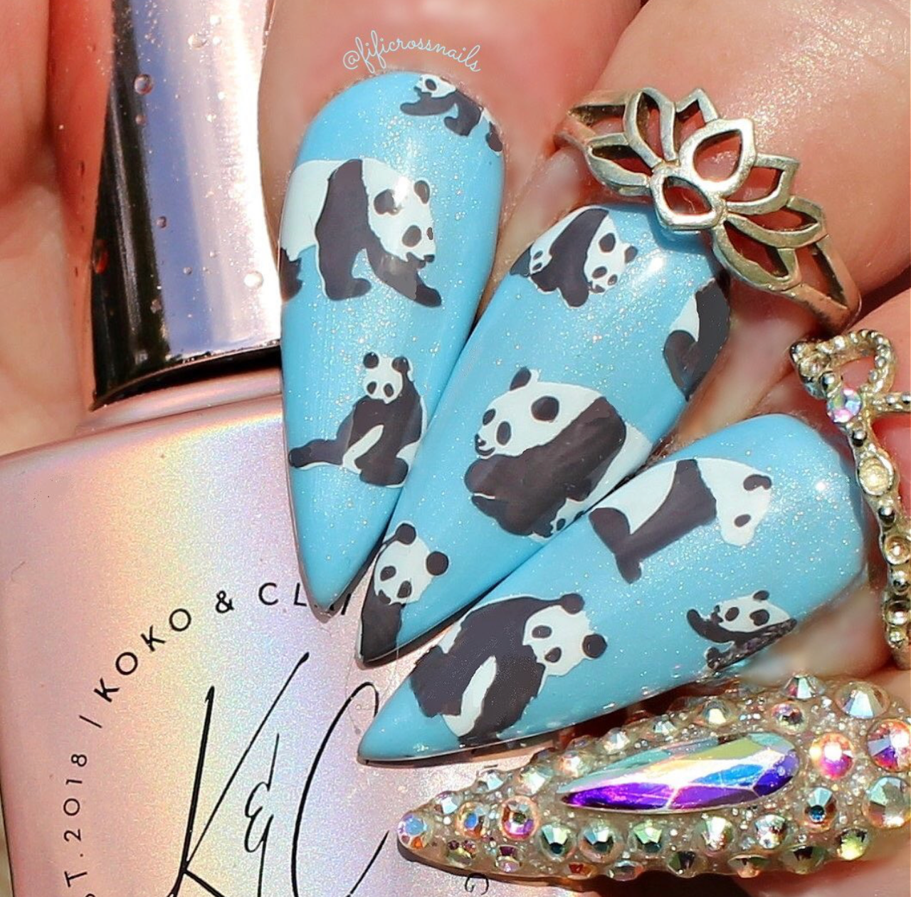 Playful Panda (CjS-216) Steel Nail Art Layered Stamping Plate