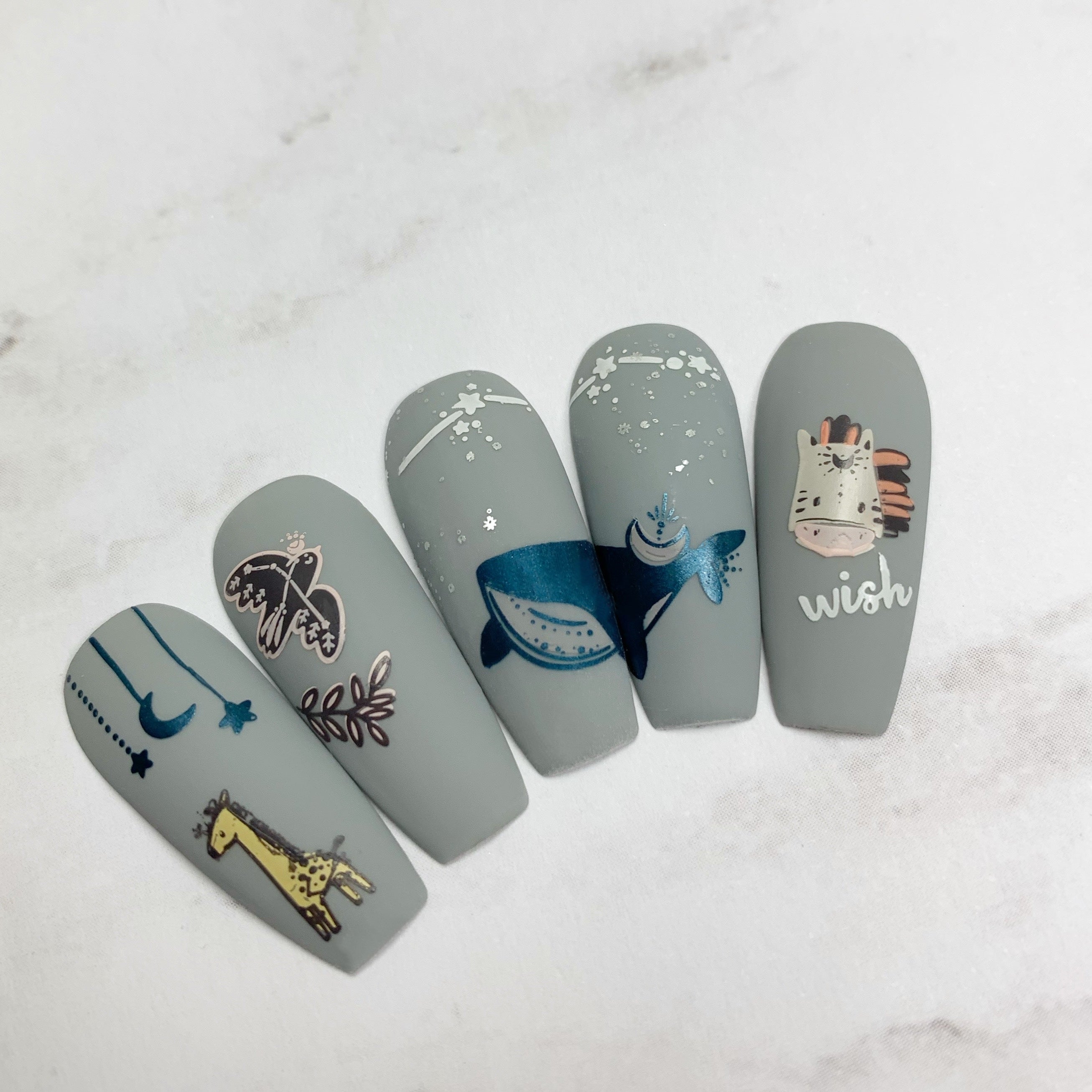 Celestial Zoo (CjS-225) Steel Nail Art Layered Stamping Plate