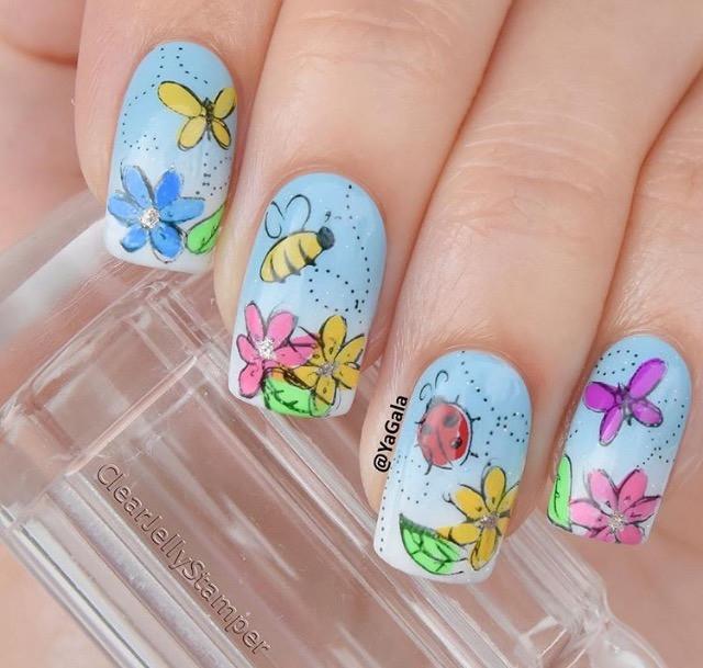 Baby Bugs and Bees (CjS-10) - Steel Nail Art Stamping Plate 6x6 Clear Jelly Stamper 
