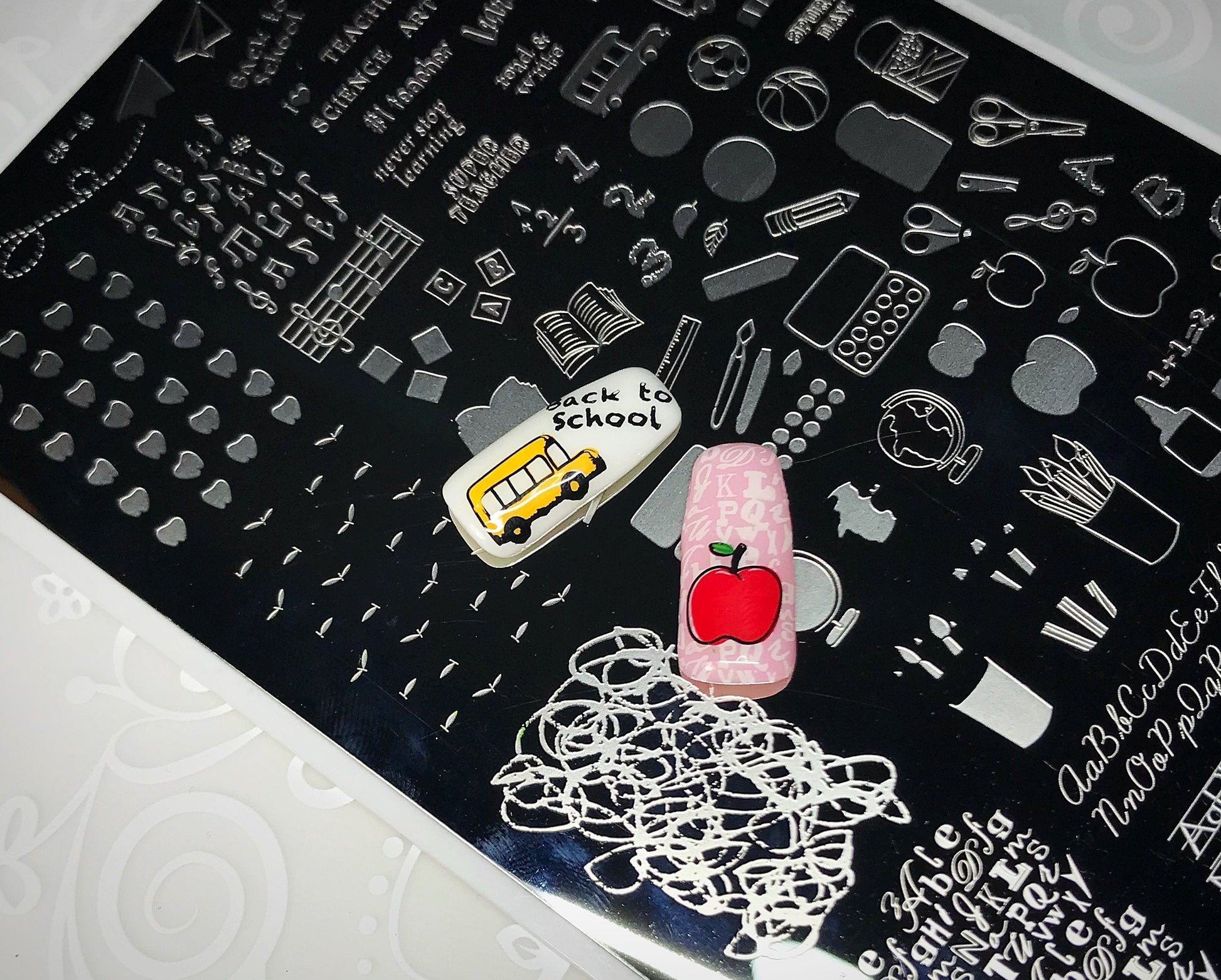 Back To School - Primary (CjS-44) Steel Nail Art Stamping Plate 14 x 9 Clear Jelly Stamper 