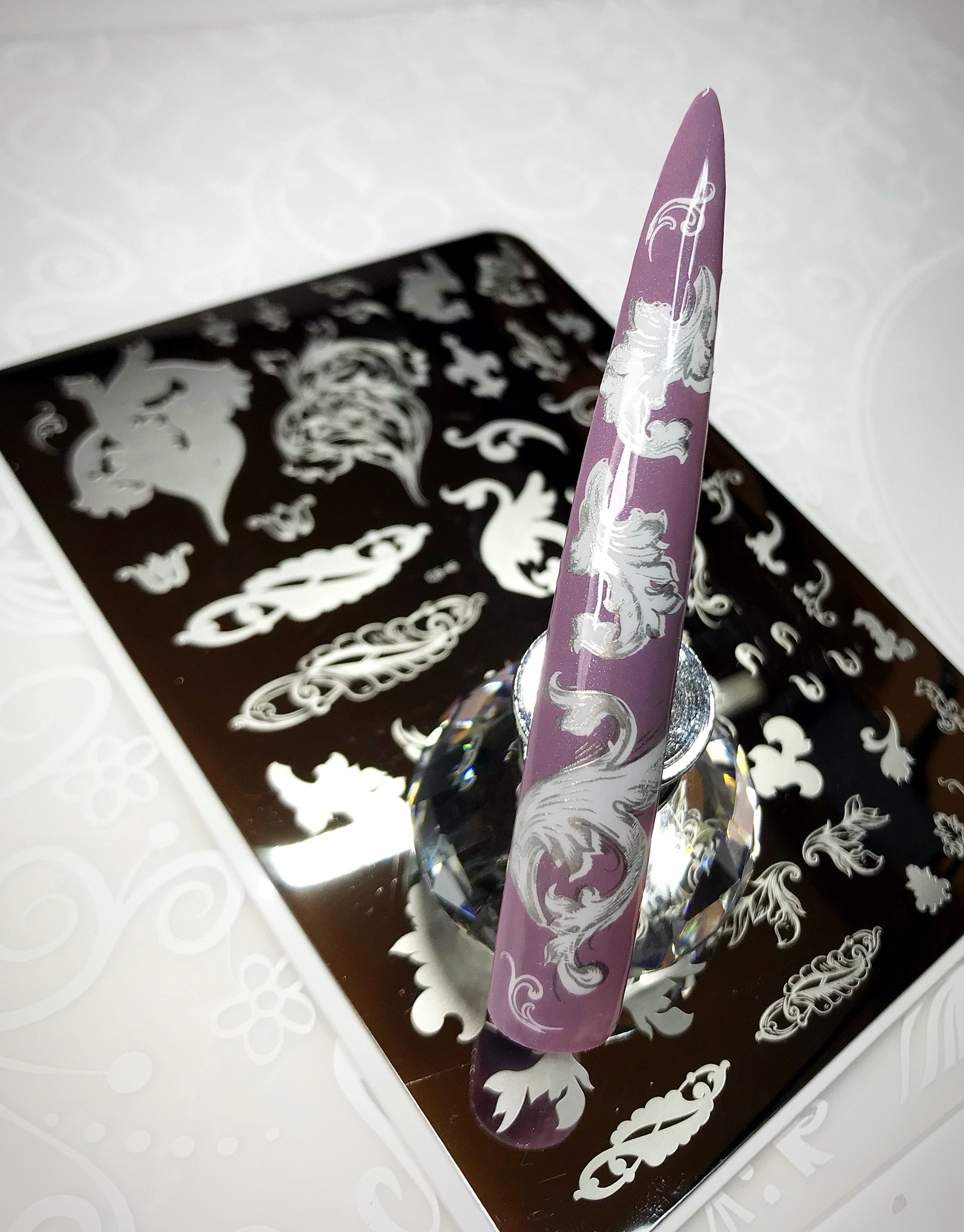 Ornamental Flourish (CjS-45) Steel Nail Art Stamping Plate 14 x 9 Clear Jelly Stamper 