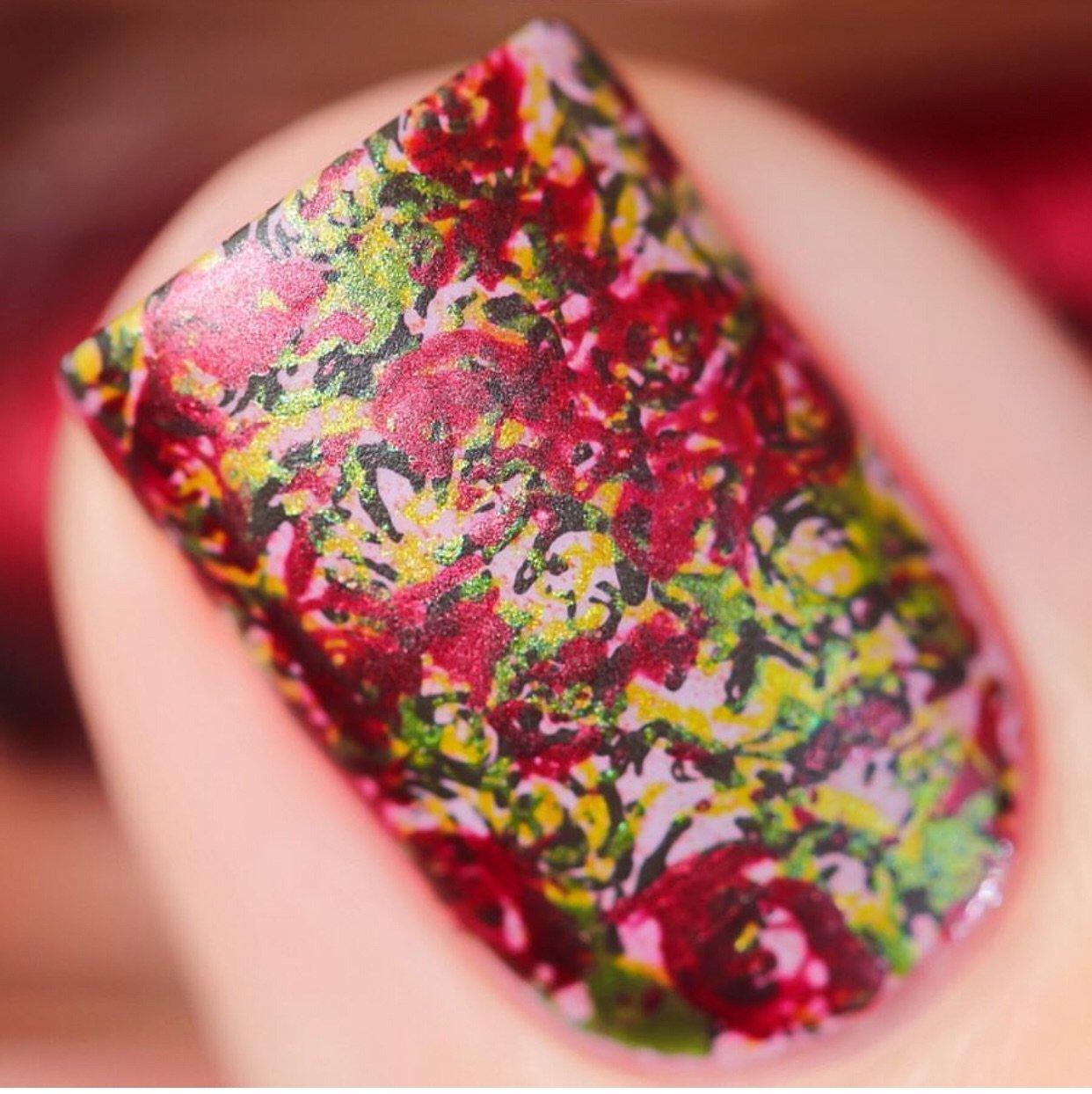 Roses Floral Garden (CjSLC-13) - Steel Nail Art Stamping Plate 14 x 9 Clear Jelly Stamper 