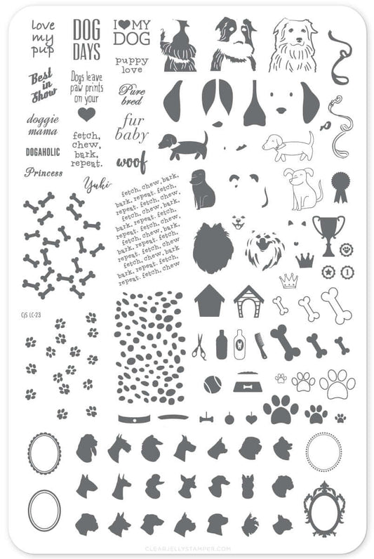 Puppy Love (CjS LC-23 ) - Steel Stamping Plate 14 x 9 Clear Jelly Stamper 